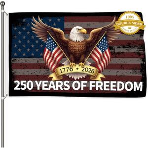 Probsin 250 Anniversary Flag 3x5 Ft Double Sided 3 Ply Eagle 250 Years of Freedom 1776-2026 250th Birthday Patriotic Signs Hanging Decor for Room House Welcome Photo Backdrop with Brass Grommets