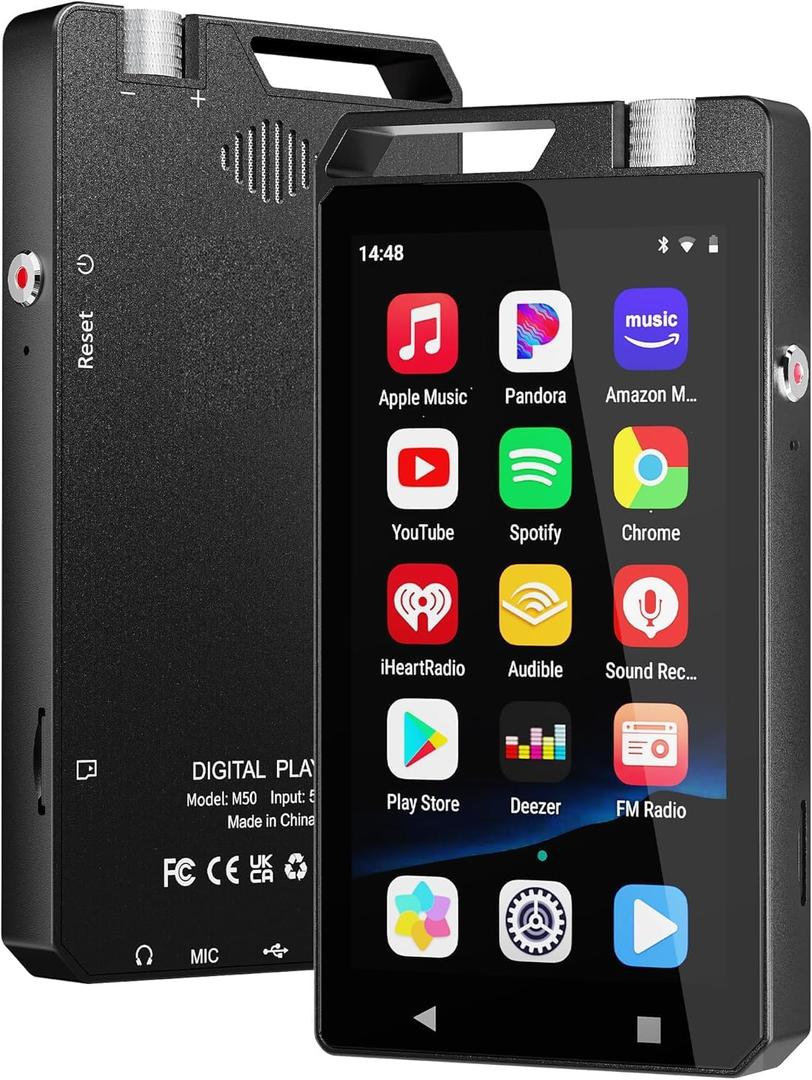 96GB MP3 Player with Bluetooth & WiFi, 4" HD Full Touch Screen MP4 Player (3GB RAM+32GB ROM), Supports Spotify, Amazon Music & YouTube, 1080P Video Without Conversion, Includes 64GB Card