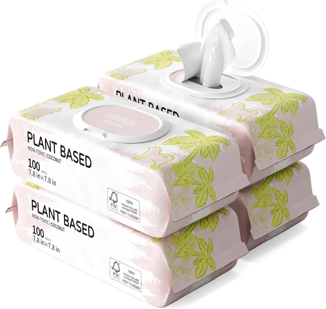 400 PCS Pet Wipes for Paws and Butt Hypoallergenic Pets Cleansing & Deodorizing Anal Gland Hygienic Puppy Wipes for Dogs Face and Body Wipes Cleaning Fur Doggie Wipes Doggy Wipes (Coconut Oil)