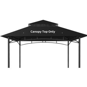 Gazebo Replacement Canopy Top Waterproof Cover, Fits Model L-GZ136PST, Double-Tiered and UV-Resistant (Black)