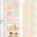 Over The Door Organizer 5 Tiers, Extra Large Behind Door Storage of 10 Compartments, 80 lbs Weight Capacity Hanging Storage Organizer with Clear Window Kids Toys, Shoes,Diapers, Braided Style