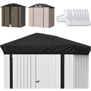 6x4 Ft Durable Slooping Roof Shelter Cover Pressure Rubberized Oxford Cloth, Sun, Dust, Rain and Leaf Resistant with 8 Silicone Protective Corners (Black)