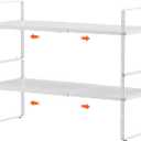 2Pack 16.5-27’’L Expandable Kitchen Shelf Organizer, Stackable Shelves Organizer, Adjustable Height Pantry Spice Rack for Cabinet, Countertop, Pantry and Cupboard, White