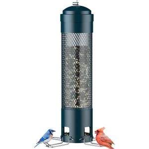 LCSEVEN Bird Feeders for Outdoors Squirrel Proof with Weight-Activated Perches, Hanging Bird Feeder for Outside, Metal Feeder for Wild Cardinal, Finch, Blue Jay, Chickadee, 3LB Seed Capacity, Green