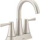 Moen Ronan Spot Resist Brushed Nickel Two-Handle 4" Centerset Modern Bathroom Faucet with Push-Down Drain, 84022SRN ((Pack of 1))