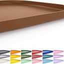 SMILOOL Silicone Pet Food Mat with Raised Edge for Food and Water Bowl, Dog Feeding Mats, Cat Food Trays for Floor Waterproof, Rubber Tray for Dogs and Cats, 19 x 12 x 0.7 Brown