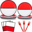 ZOIIWA Cartoon Animation Birthday Party Supplies Cartoon Ball Paper Plates and Napkins Video Game Party Plates Animation Themed Tableware Set for Kids Boys Girls Birthday Decorations