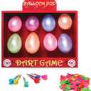 Balloon Dart Carnival Game - Wooden Box With a Carnival Theme The Box Measures 16.5 x 12.5 x 4.5 Included Are 300 Balloons & 6 Colorful Darts & Adhesive Dots - Great for Birthdays Events, Parties