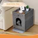 Snughome Cat Litter Box Enclosure Furniture Hidden with Cat Litter Mat, Hidden Cat Washroom Furniture with Door, Handwoven Rattan Cat Washroom Box, Indoor Pet House for Living Room, Bedroom(Grey)
