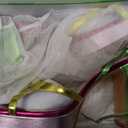 sun gurg Strappy Platform High Heels Women Chunky Sandals,Metallic Pink,8.5 (Green)