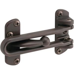 Prime-Line U 10309 Swing Bar Lock for Hinged Swing-In Doors  Secondary Security Lock for Door and Security, 3-7/8 In. Bar Length, Diecast Zinc Construction, Classic Bronze Finish (Single Pack)