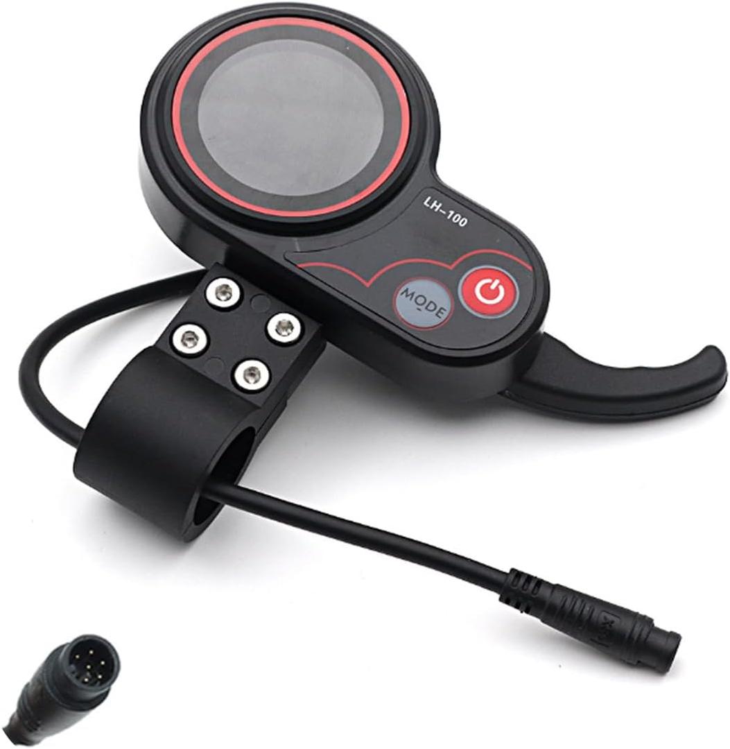Wokyo LH-100 Electric Scooter LCD Display Throttle with Thumb Control, 6 Pin Communication Instrument, Electric Scooter Thumb Throttle with 2 in 1 Speedometer Manual Control Panel