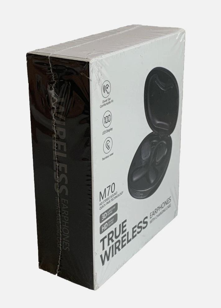 True Wireless Earphones With Charging Case M70 HD Stereo Sound Black Bluetooth