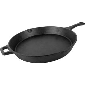 Coghlan's Cast Iron Skillet  12-Inch Pre-Seasoned Frying Pan with Dual Pour Spouts & Helper Handle for Campfire Cooking, Stove, Grill, or Oven  Durable Outdoor Cookware