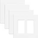 AIDA Screwless Wall Plate cover, 2 Gang Wall Plate Screwless Outlet Covers - Switch Plate Wall Plates for Electrical Outlets and Switches, UL Listed - (4 Pack, Matte White) (4 Pack, Matte White)