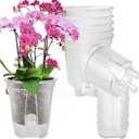 Cdd's Path Large Naked Root Planter Self Watering Pots Set with Holes for Indoor/Outdoor Plants, Planter Pot with Watering Hole/Reservior and Air Pipes (Clear, 8 inch-5 Pack)