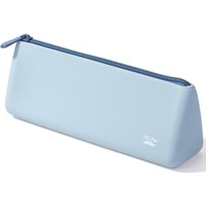 Mr. Pen- Silicone Pencil Case Pouch, Muted Blue, Aesthetic Triangular Design, Multipurpose, Aesthetic Pencil Case Small, Silicone Makeup Bag, Back to School Supplies