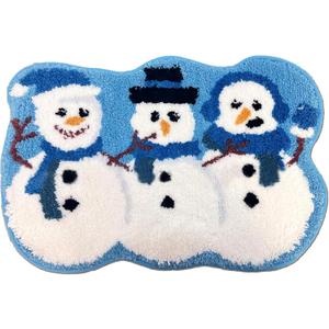 MSUIINT Christmas Gingerbread Man Rug, Non Slip Xmas Bath Rug, Cute Snowman Santa Clause Christmas Tree Bath Mat Winter Soft Absorbent Floor Mat for Tub Bathroom Home (D)