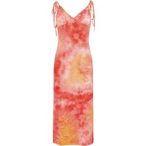 WDIRARA Women's Tie Dye Y2K Vintage Split Spaghetti Bodycon Dress E-Girl Aesthetic Grunge Dress (M)