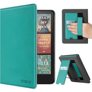 CoBak Stand Case for 7" Kindle Paperwhite 12th Gen 2024 and Kindle Colorsoft with Hand Strap - Compatible with iPhone MagSafe, for Samsung,for Belkin/Anker Wireless Charging Pads, Auto Sleep Wake (*Jade)