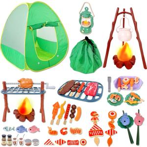 Kids Camping Set with Play Tent,Campfire,Lantern,Indoor Outdoor Camping Set with Pop up Play Tent,Camping Toys Play Set for Kids 3 4 5 Year Old,Toddler Toys