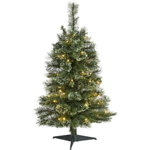 Nearly Natural 3ft. Wisconsin Slim Snow Tip Pine Artificial Christmas Tree with 50 Clear LED Lights (Prelit)