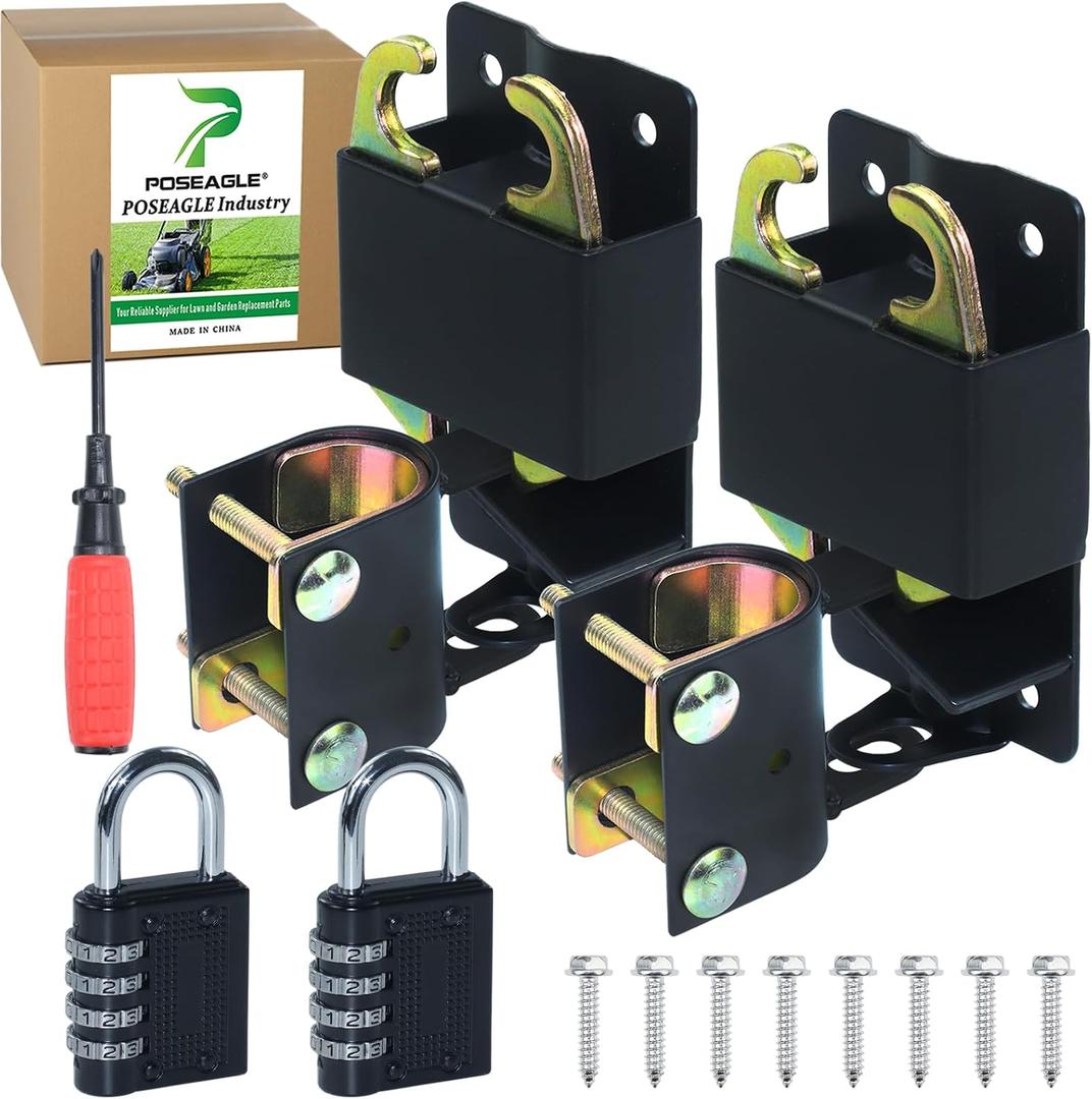 Upgraded 2 Pack 5 inch Black S16100700 Two Way Lockable Gate Latch
Include 4-Digit Combination Lock and Screwdriver for Farm Gate Latch, Metal Gates with 1-1/4" to 1-1/2" Diameter Tubes