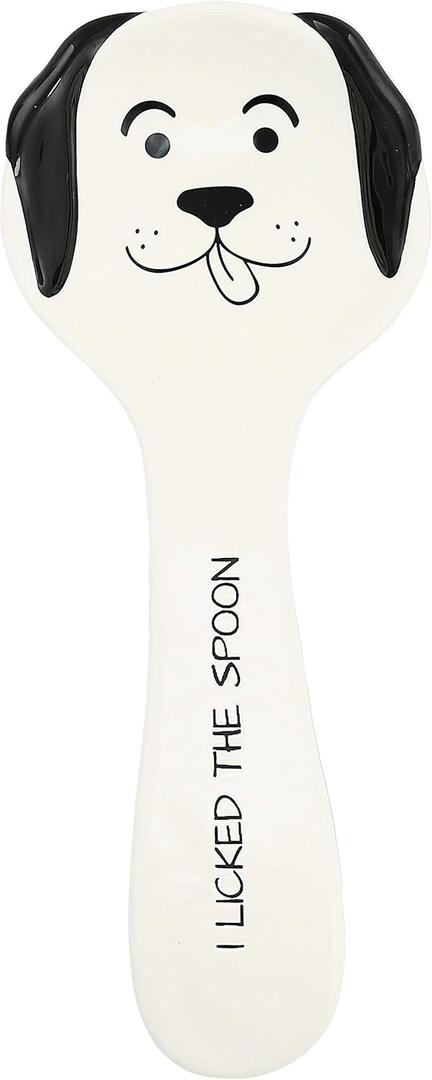 Pavilion Gift Company - Dog Licked The Spoon-10 Spoon Rest, 10", White