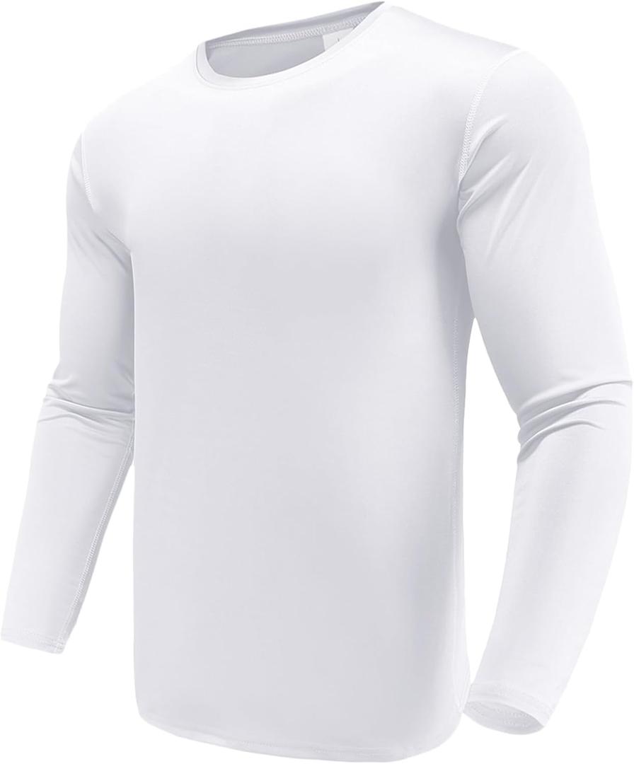 Men's 1, 3 or 5 Pack Performance Long Sleeve T-Shirts, UPF 50+ Sun Protection Shirts, Athletic Gym Workout Shirts for Running (Medium), White(pack of 1)