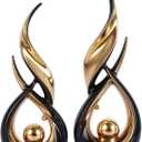 2 PCS Black Gold Ceramic Statues For Home Decor Accents, Modern Abstract Art Sculptures, Elegant Tabletop Decorative Objects For Dining Room, Entryway, Tv Stand, Mantel, Coffee Table Centerpieces