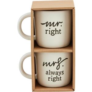 Mud Pie Right Set 16 oz MUGS, White