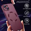 LEKEVO Magnetic for iPhone 14 Case [Compatible with MagSafe][Built-in Camera Lens Protector] Slim Soft Silicone Bumper Shockproof Metallic Luster Phone Case (Burgundy)
