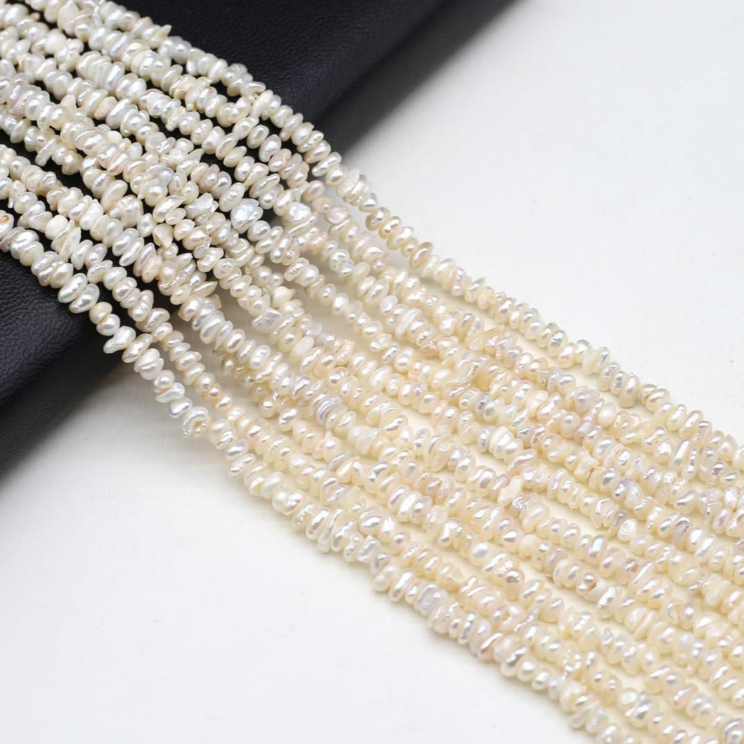Natural Mini Irregular Pearl Beads Small Rice Shape Cultured Freshwater Pearl Bead String for Jewelry Making Women DIY Gift