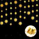 4 Pcs Gold 3D Glitter Star Garland Twinkle Bunting Gold Stars Paper Banner Hanging Banner for Birthday Wedding Bridal Baby Shower Holiday Valentines Day Ramadan Eid Mubarak Party Supplies