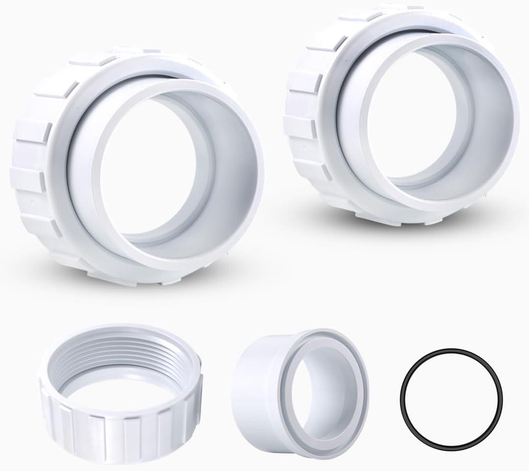 Salt Cell 2" Union Replacement Kit for Only Hayward & Goldline Chlorine Generators - Durable PVC GLX-Cell-Union Connector for Pool Pump Spa Connections - Includes Unions, Nuts and O-Rings - 2 Pack