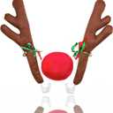 Vaygway Reindeer Antlers and Nose Set for Christmas Car Decorations Kit with Reindeer Antler- Xmas Jingle Bells & Nose for Car Christmas Costume Accessory Perfect for Holidays