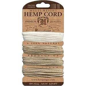 Hemp Cord Multiweight Set of Four Different Sizes - Natural, Pack of 2