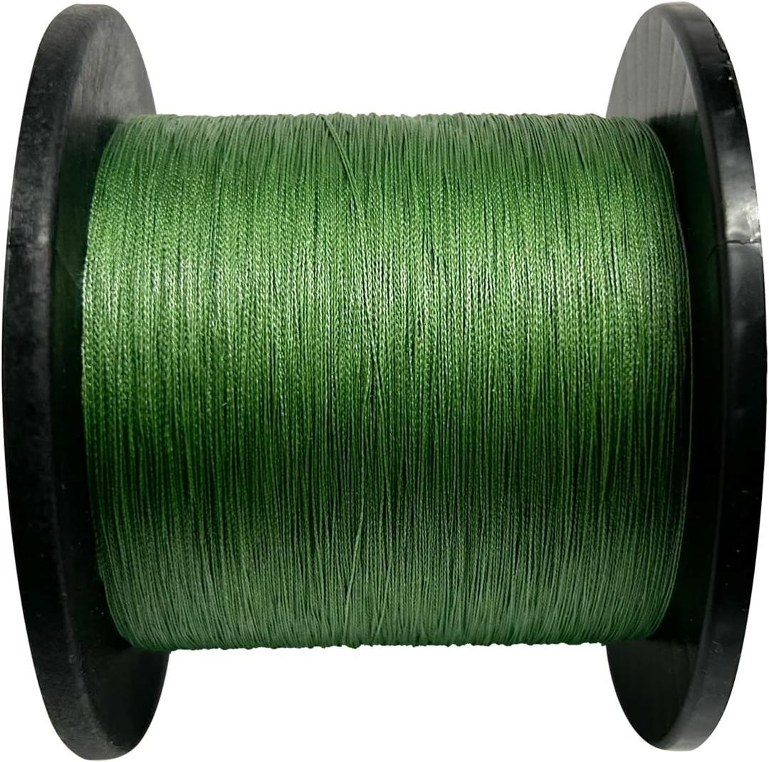 Braided Fishing Line 4 Strand Abrasion Resistant Braided Line 10LB to 90 LB Test for Salt-Water, 547/1094Yards, Cost-Effective, Zero Stretch, Smaller Diameter for Extra Visibility, Variety Colors (green)