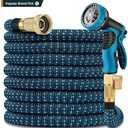 100 ft Expandable Garden Hose with 10 Patterns Nozzle,Kink-free, Flexible Expanding Water Hoses with 3/4" Solid Fittings and 4-Layer Latex Core - Garden Hoses