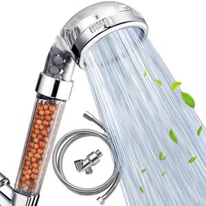 Nosame Shower Head with Hose, Filter Filtration High Pressure Water Saving 3 Mode Function Spray Handheld Showerheads for Dry Skin & Hair (Clear(Shower Head+Hose+Bracket))
