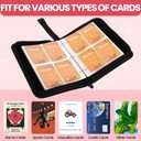 Card Binder 4 Pocket, Trading Card Holder Fits 400 Cards With 50 Removable Sleeves, Portable Collection Card Ablum, Game Card Case book With Zipper for Gift, Pink Cute Rabbit