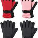 Hicarer 4 Pairs Winter Gloves for Kids Waterproof Snow Ski Gloves Girls Boys Warm Unisex Youth Clothes for Cold Weather