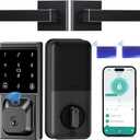Smart Deadbolt Lock with 2 Lever Handles, Keyless Entry Door Lock Set, Fingerprint, Touchscreen Keypad, APP Control, Temporary Passcode, Auto Lock, IP54 Waterproof, Easy Install for Front Door