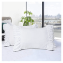 HIG Pack of 2 Farmhouse Ruffle Pillow Shams, Standard Size White French Country Style Vintage Pillowcases with Handcraft Ruffle, Boho Frilly Pillow Shams for Bedroom, Microfiber, 20" X 26" (Emory)