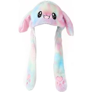 Rabbit Hat Ear Moving Jumping Hat Funny Plush Cap for Kids Dress Up Cosplay Party Pig Holiday Cute Ear Flap Cap for Adults (Color)