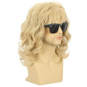 karlery California 70s 80s Rocker Wig Men Women Long Curly Blonde Halloween Costume Anime Wig