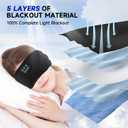 TOPOINT Sleep Mask Headphones Bluetooth Wireless 5.4, Breathable Cotton Eye Mask for Sleeping Side Sleepers Travel Music Headsets with Microphone Handsfree Men Women Breathable, Black