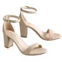 Ankis Nude Heels for Women - Open Toe Ankle Strap Chunky Heel Sandals Party Wedding Strappy Buckle Sandals 2.75 Inches Tall Thick Heel Design Size 8.5