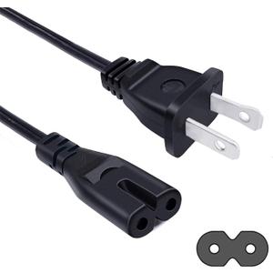 8ft TV Power Cord Replacement for Samsung 24" 32" 40" 43" 48" 49" 50" 55" 60" 65" 75" Inch LCD HD Smart 4K Curved TV UN55RU8000FXZA UN65RU7100FXZA UN43NU6900FXZA 2 Prong Cable