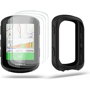 HUADU Screen Protector for Garmin Edge 840 Solar/Edge 540 GPS and Silicone Case Cover,Tempered Glass Film Anti Scratch High Definition Full Coverage